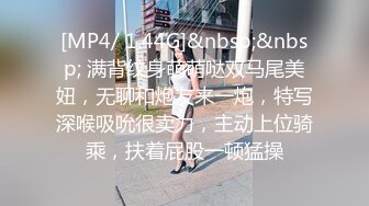 [MP4/ 1.44G]&nbsp;&nbsp; 满背纹身萌萌哒双马尾美妞，无聊和炮友来一炮，特写深喉吸吮很卖力，主动上位骑乘，扶着屁股一顿猛操