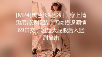 [MP4]黑色长裙少妇，穿上情趣吊带透视装，舌吻摸逼调情69口交，翘起大屁股后入猛烈撞击