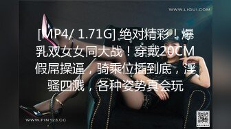 [MP4/ 1.71G] 绝对精彩！爆乳双女女同大战！穿戴20CM假屌操逼，骑乘位插到底，淫骚四溅，各种姿势真会玩