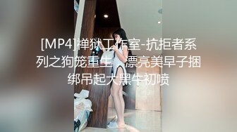 [MP4]禅狱工作室-抗拒者系列之狗笼重生，漂亮美早子捆绑吊起大黑牛初喷